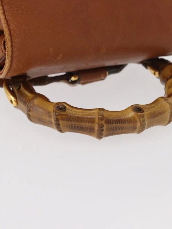GUCCI Bamboo Backpack Leather Brown Gold 003 1956 0030 Auth 153732 main image 9